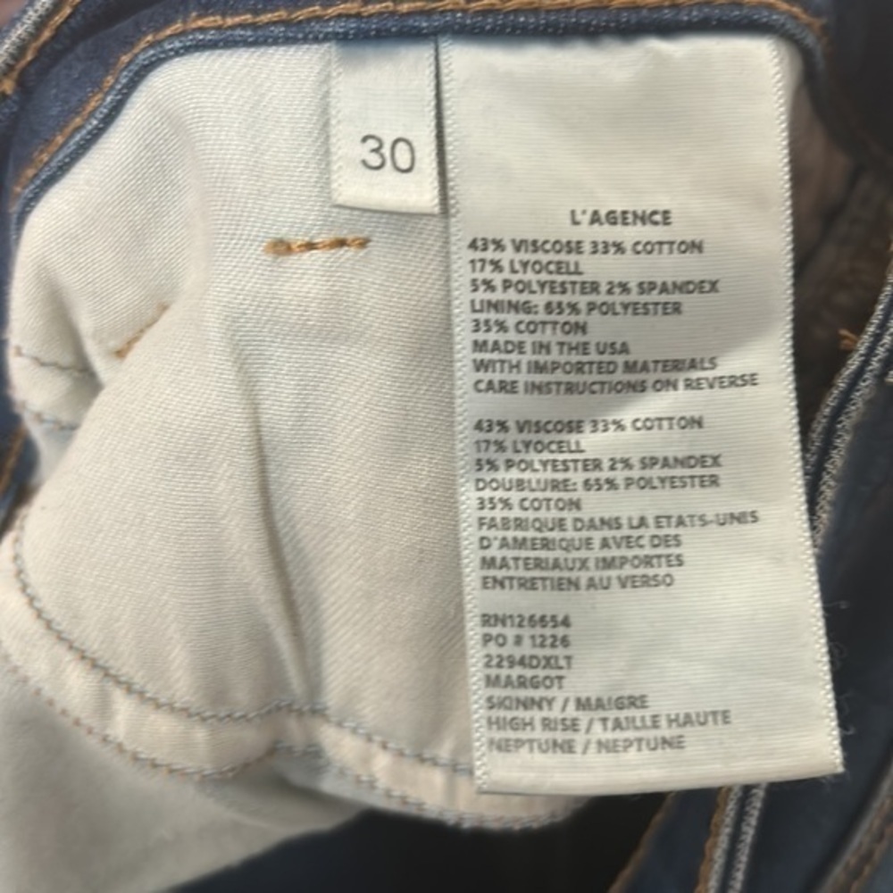 L'AGENCE Medium Wash Margot Gold Stripe SKinny Jeans/Denim- Size 30 - Picture 12 of 12